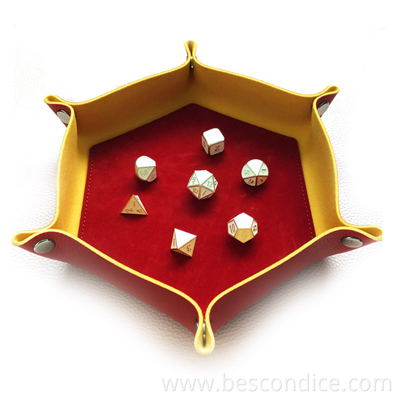 Leatherette Hexagon Foldable Dice Holder 4 Leatherette Hexagon Foldable Dice Holder 4